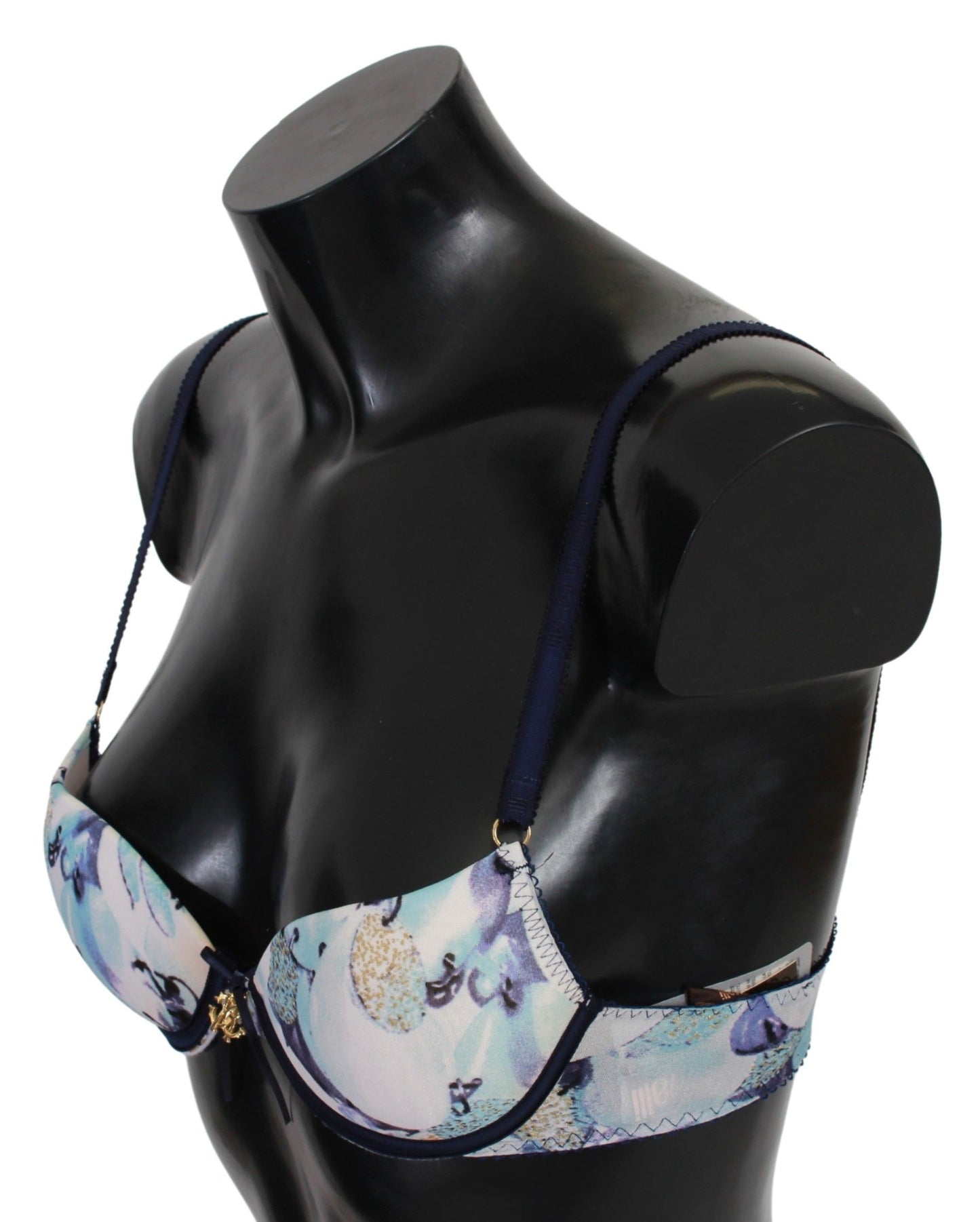 Roberto Cavalli Eleganter Push-Up-BH mit blauem Aufdruck