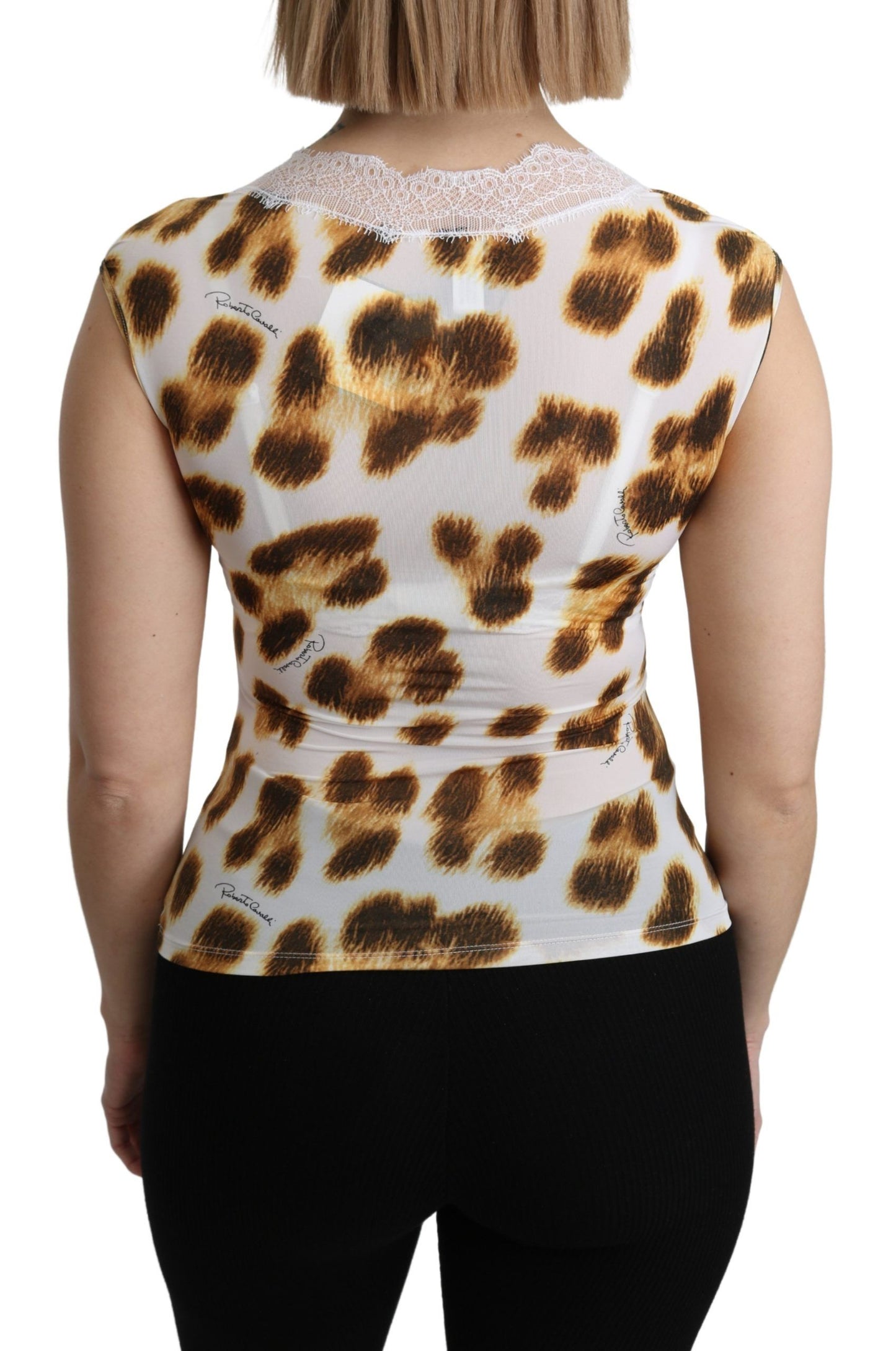 Roberto Cavalli Schickes Leoparden-Dessous-Blusen-Top