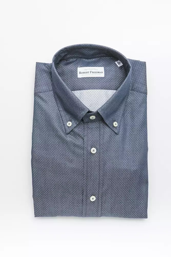 Robert Friedman "Blaues Baumwollhemd für Männer mit Button Down Design"