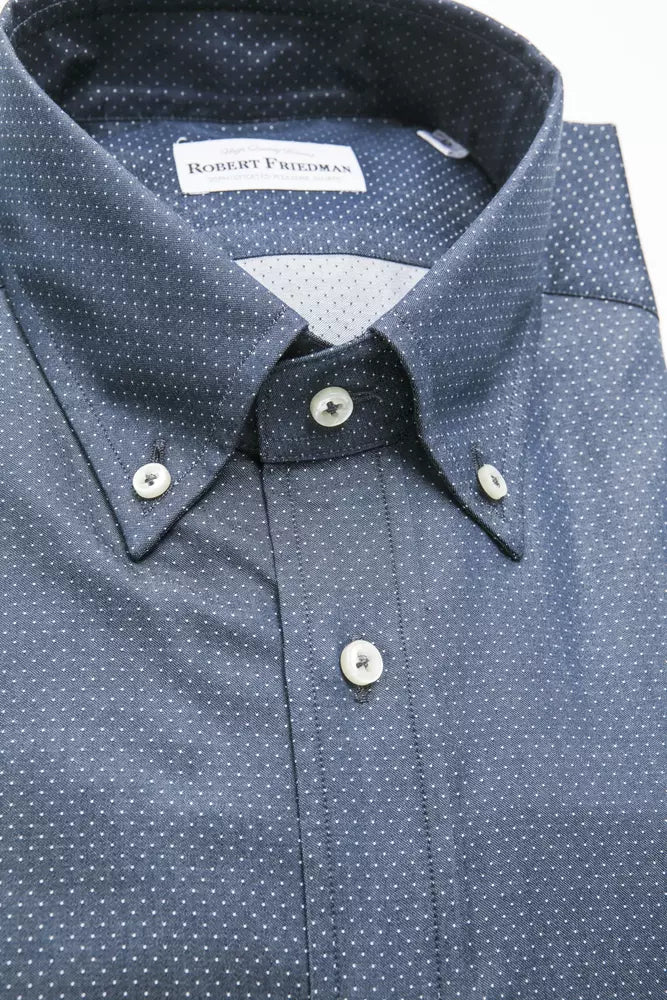 Robert Friedman "Blaues Baumwollhemd für Männer mit Button Down Design"