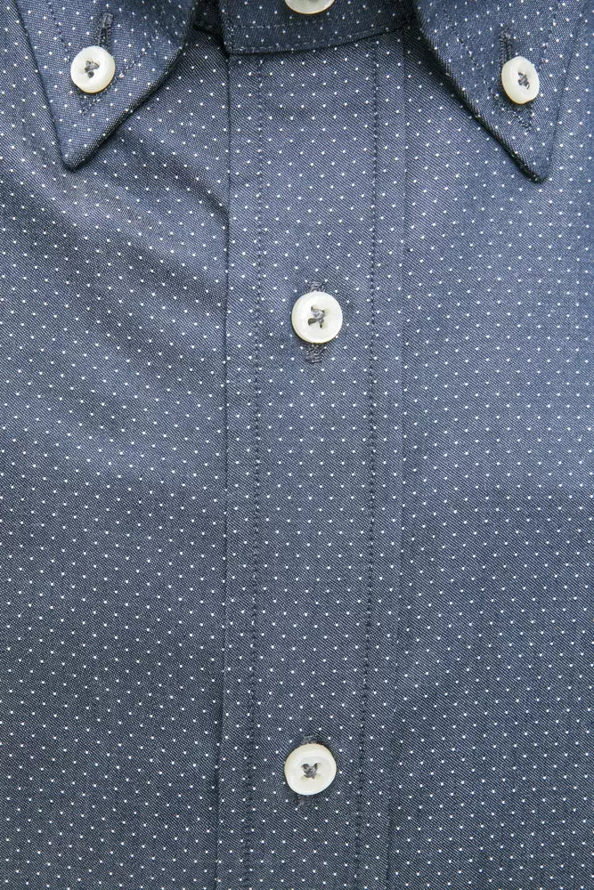 Robert Friedman "Blaues Baumwollhemd für Männer mit Button Down Design"