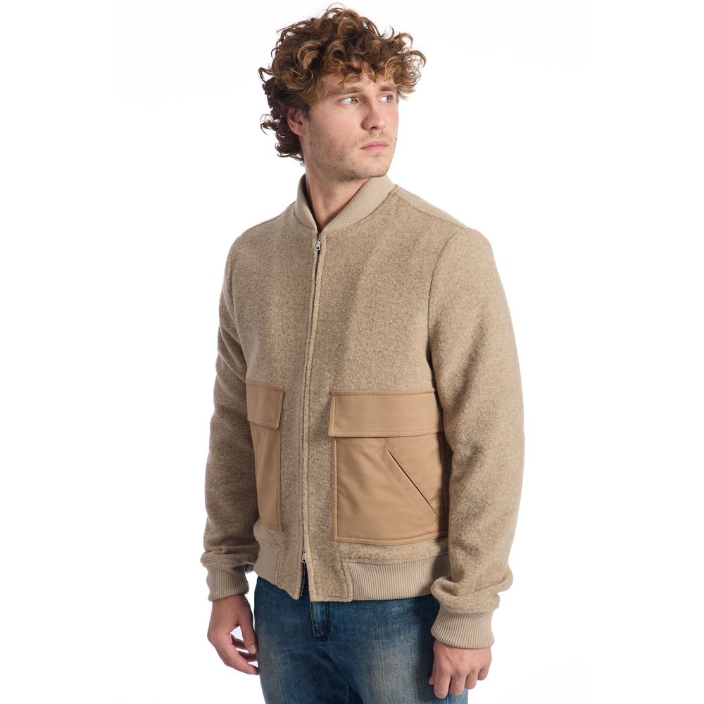 Roberto Pepe Luxury Beige Wolle Männer Jacke