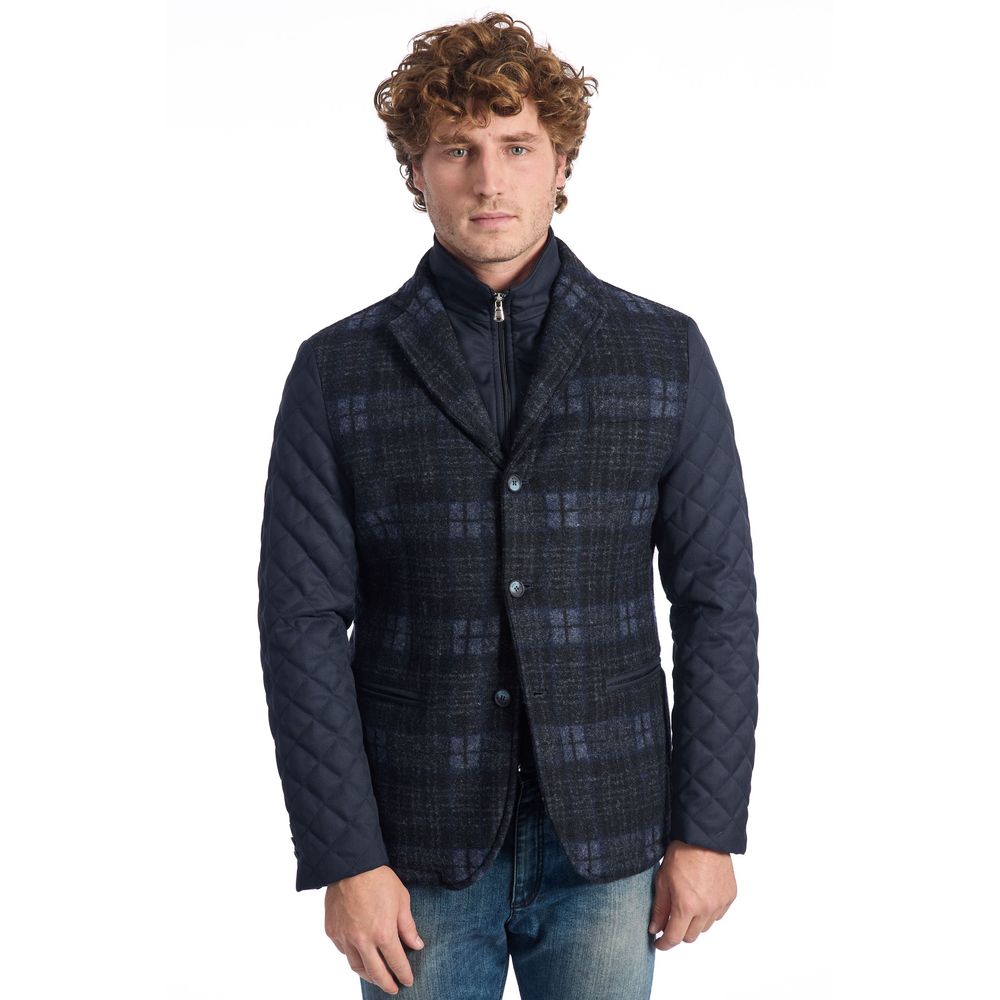 Roberto Pepe Luxury Blaue Wolle Männer Jacke