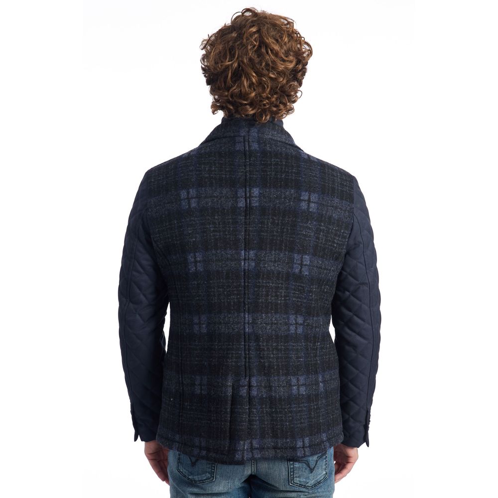 Roberto Pepe Luxury Blaue Wolle Männer Jacke