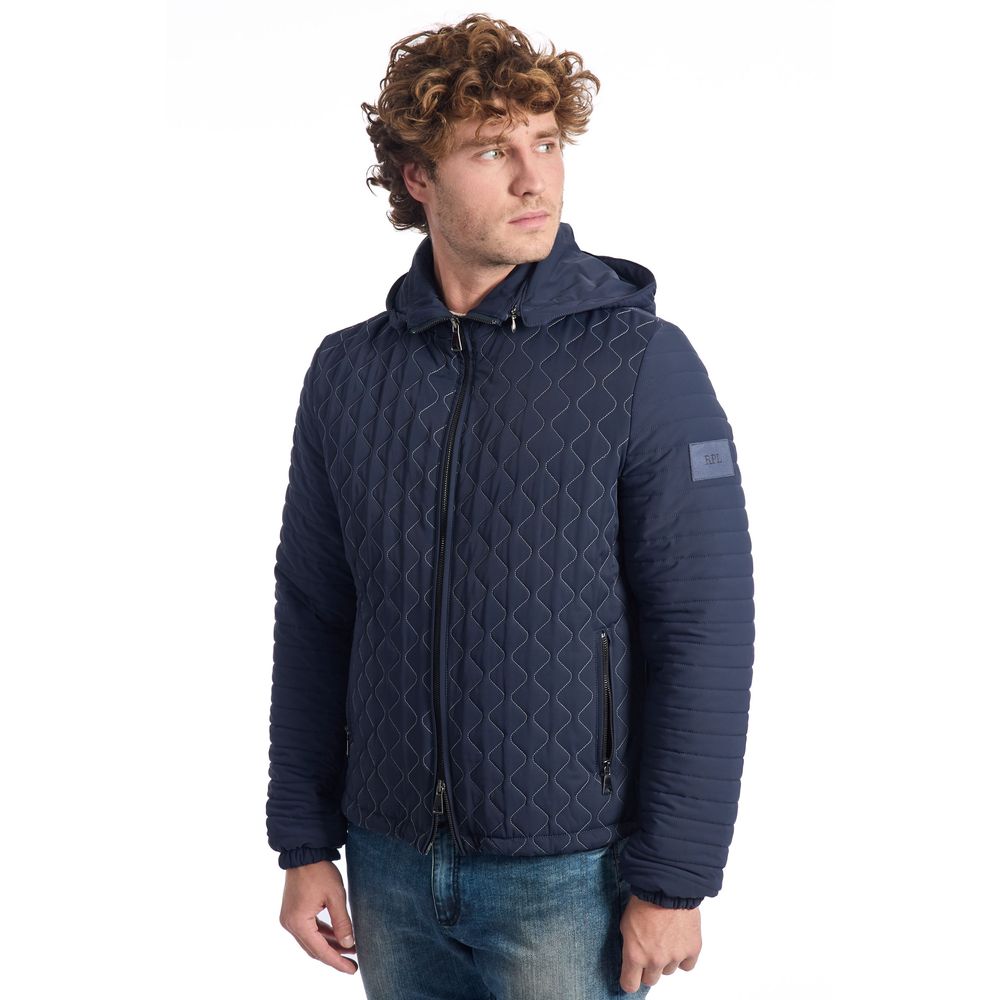 Roberto Pepe Luxury Blaue Polyamid-Jacke für Männer