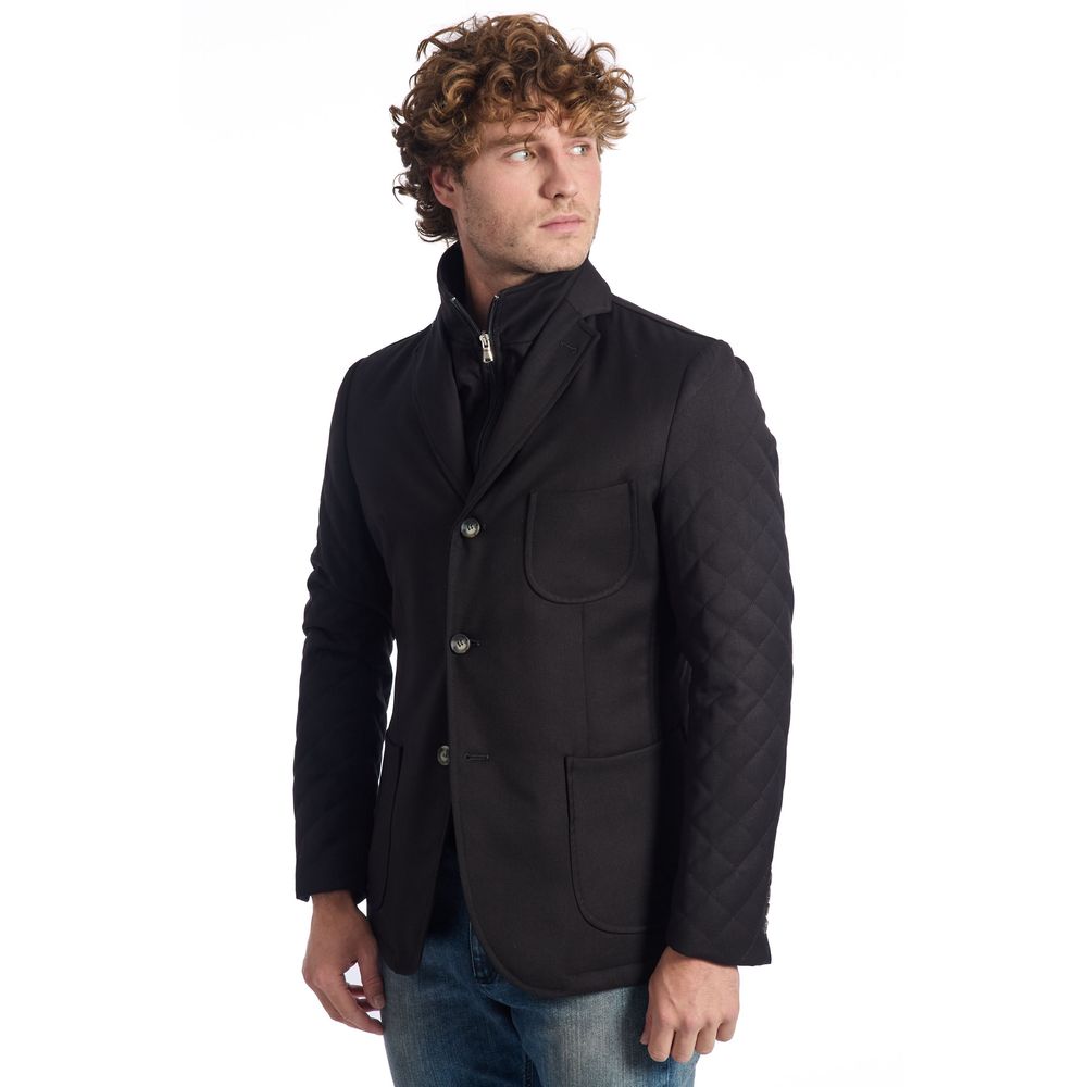 Roberto Pepe Luxury Schwarz Wolle Männer Jacke