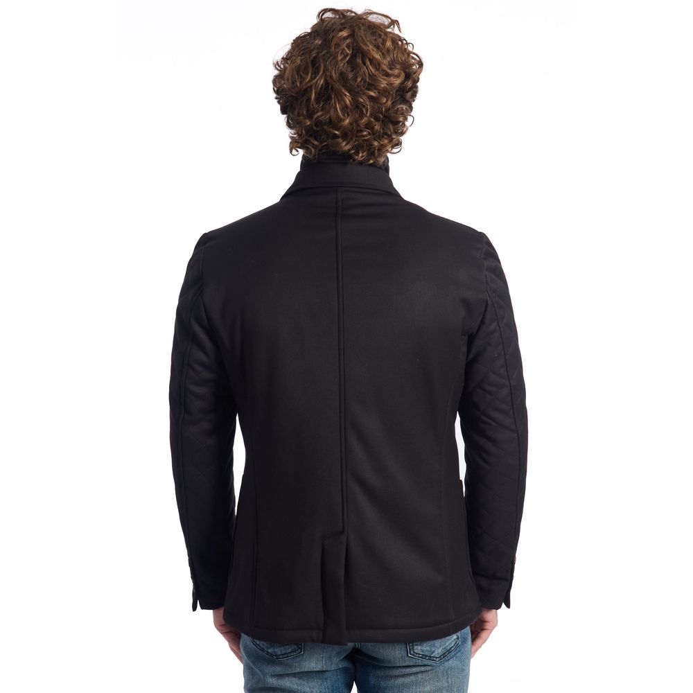 Roberto Pepe Luxury Schwarz Wolle Männer Jacke