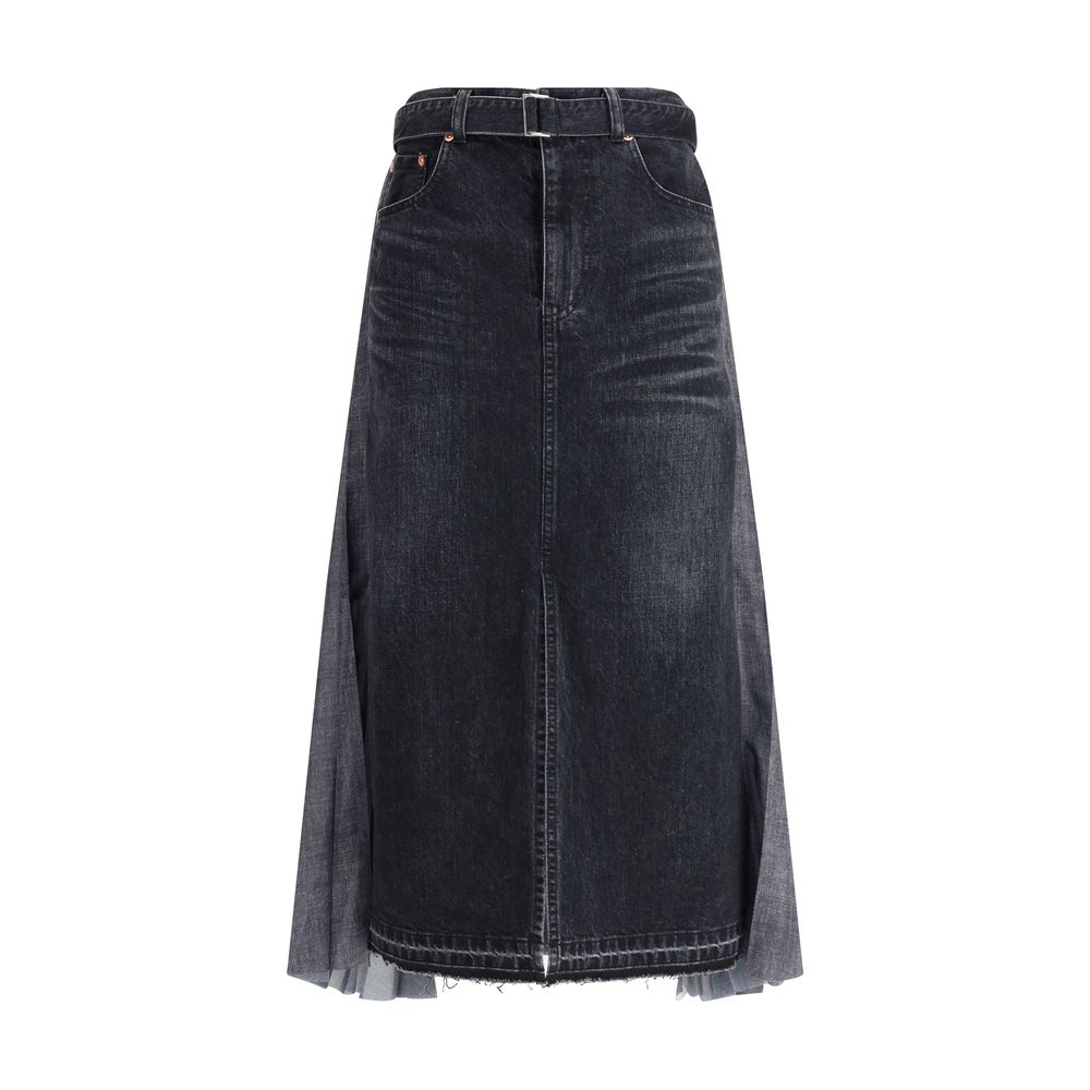 Sacai Midirock aus Denim Plissé