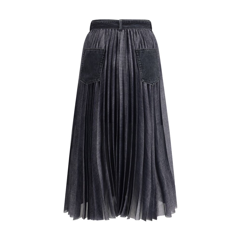 Sacai Midirock aus Denim Plissé
