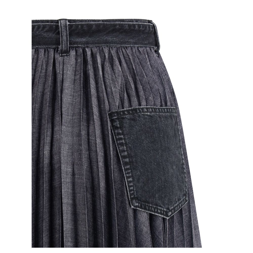 Sacai Midirock aus Denim Plissé