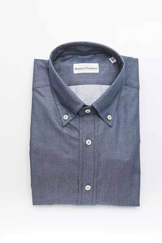 Robert Friedman "Blaues Baumwollhemd für Männer mit Button Down Design"