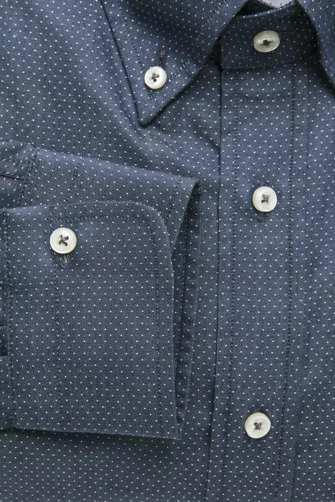 Robert Friedman "Blaues Baumwollhemd für Männer mit Button Down Design"