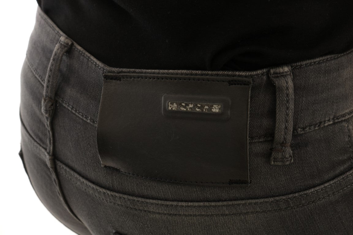 Acht Schlichte graue Designer-Jeans mit schmaler Passform
