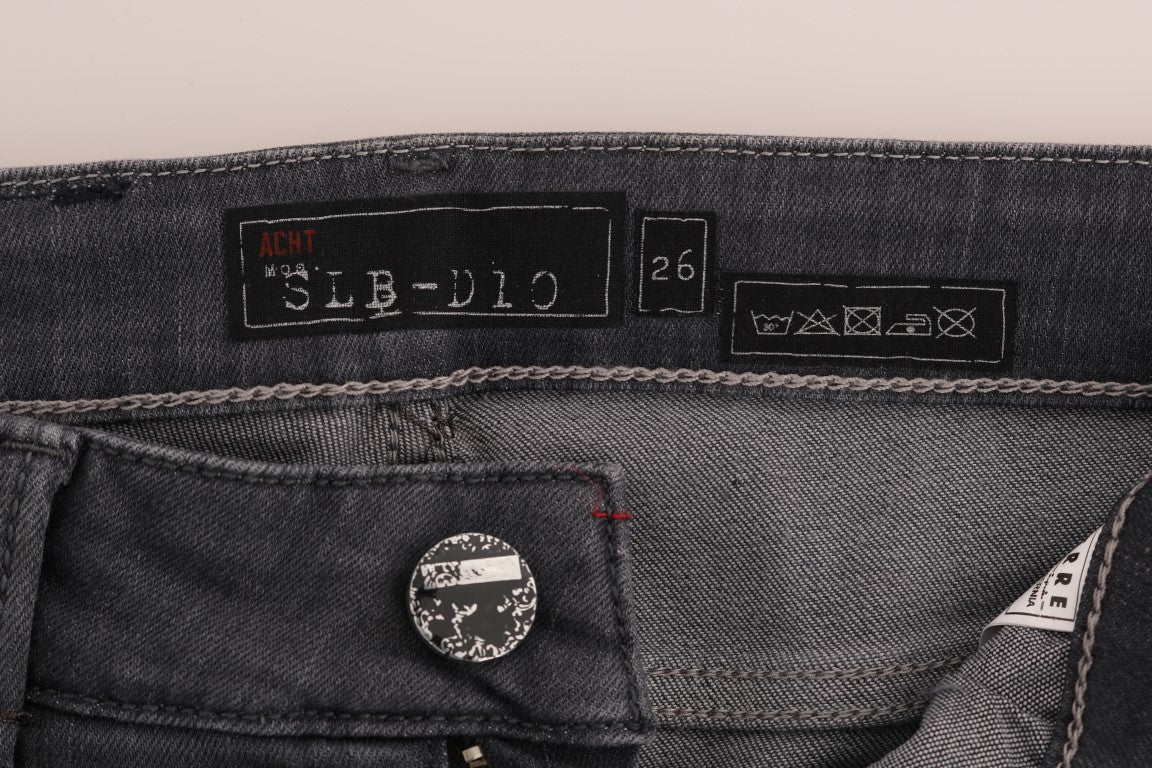 Acht Schlichte graue Designer-Jeans mit schmaler Passform