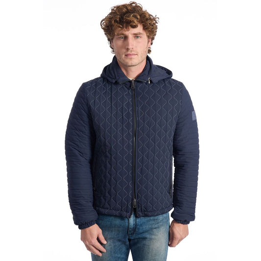 Roberto Pepe Luxury Blaue Polyamid-Jacke für Männer
