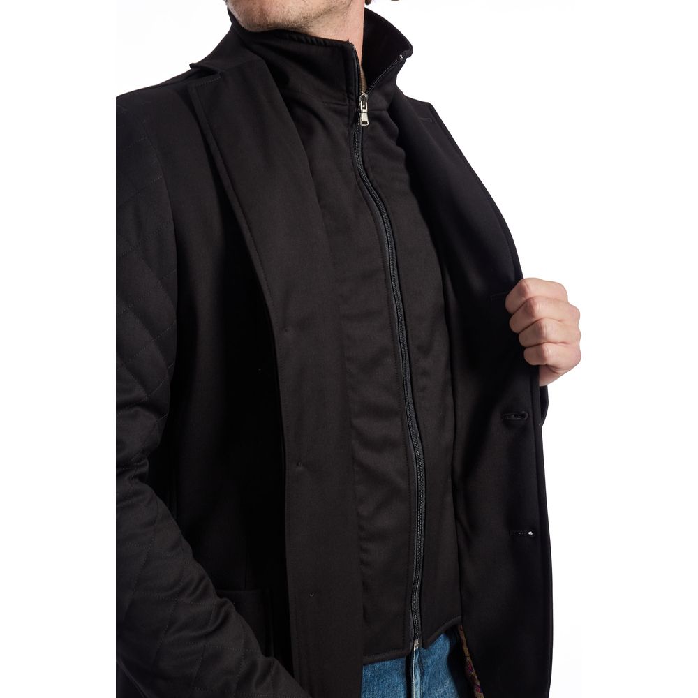 Roberto Pepe Luxury Schwarz Wolle Männer Jacke