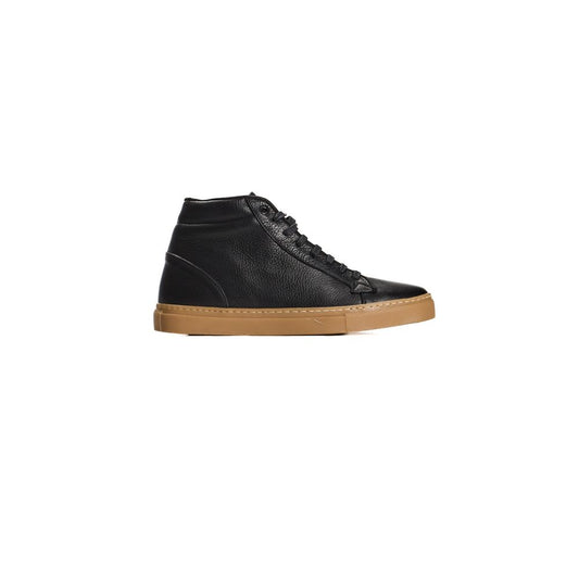 Roberto Pepe Luxury Schwarzes Kalbsleder Herren High-Top Sneaker