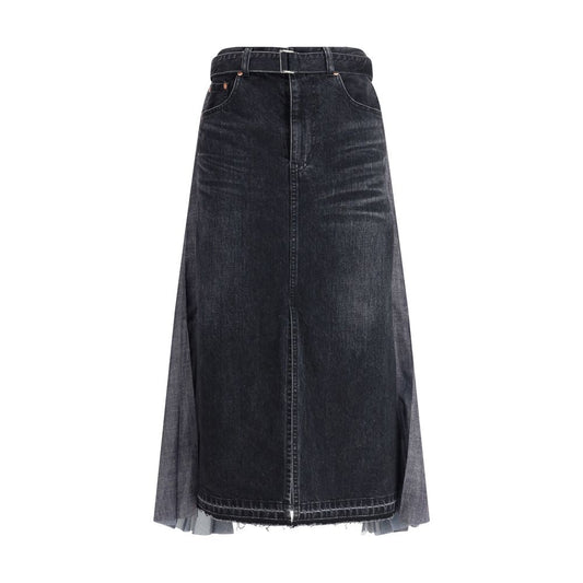 Sacai Midirock aus Denim Plissé
